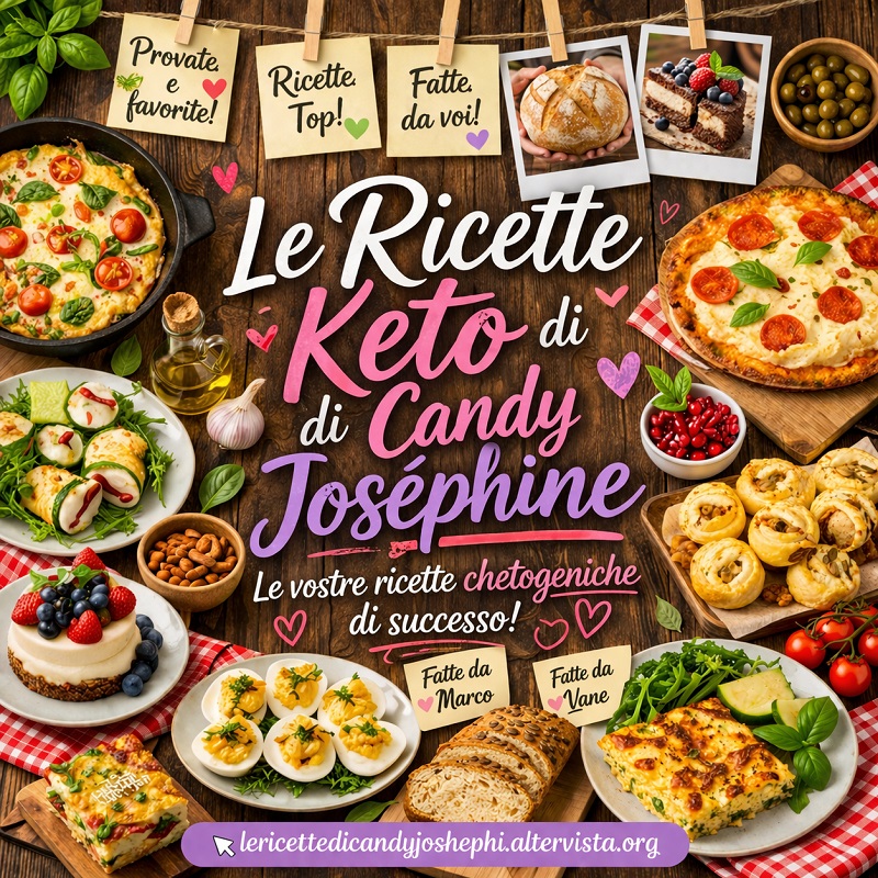Raccolta delle ricette chetogeniche replicate dalla community di Candy Josephine con pane, dolci, pizze e piatti salati